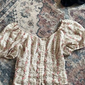 Marshalls Pink and White Smocked Ruffled Blouse